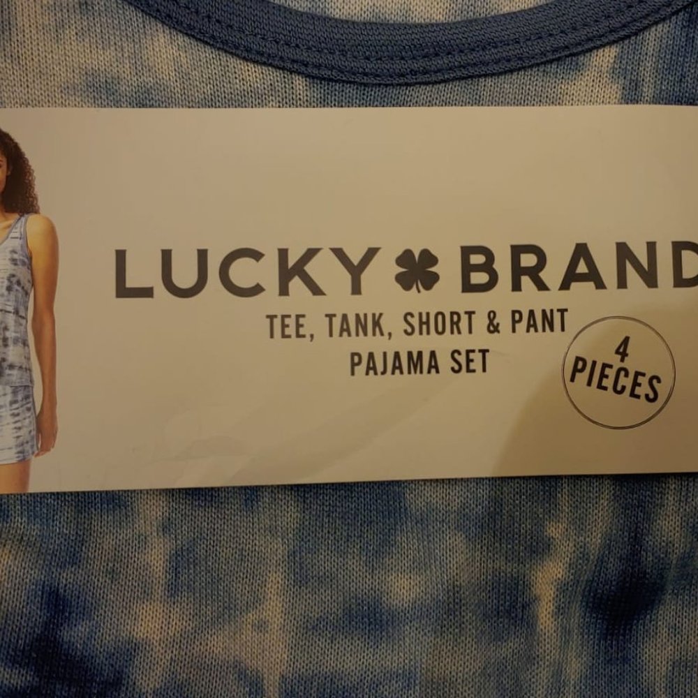 Lucky Brand Womens Pajamas Set 4 Piece Blue White - Picture 6 of 7